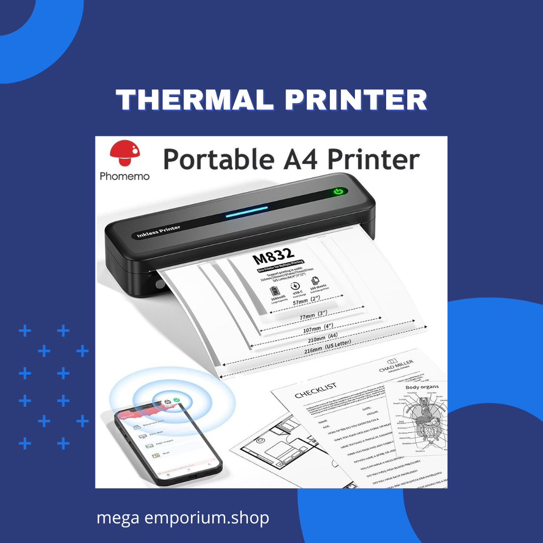 Phomemo M08F A4 Portable Thermal Printer, Thermal Paper, Wireless Mobile